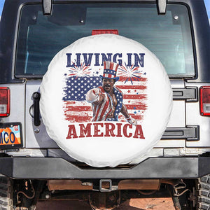 Living In America Funny Patriotic Heavyweight Boxer Spare Tire Cover Vintage Distressed Flag Uncle Sam Hat Boxing Champion