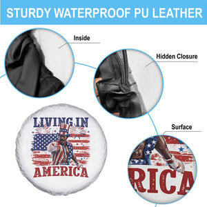 Living In America Funny Patriotic Heavyweight Boxer Spare Tire Cover Vintage Distressed Flag Uncle Sam Hat Boxing Champion