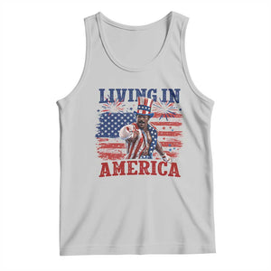 Living In America Funny Patriotic Heavyweight Boxer Tank Top Vintage Distressed Flag Uncle Sam Hat Boxing Champion
