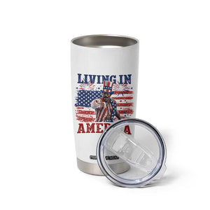 Living In America Funny Patriotic Heavyweight Boxer Tumbler Cup Vintage Distressed Flag Uncle Sam Hat Boxing Champion