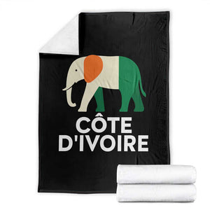 Proud Côte d'Ivoire Elephant Ivory Coast Flag Throw Blanket Ivorian Pride Retro Souvenir TS02 Black Print Your Wear