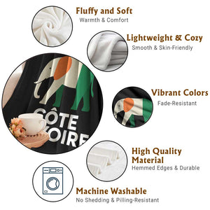 Proud Côte d'Ivoire Elephant Ivory Coast Flag Throw Blanket Ivorian Pride Retro Souvenir TS02 Print Your Wear