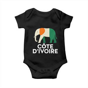 Proud Côte d'Ivoire Elephant Ivory Coast Flag Baby Onesie Ivorian Pride Retro Souvenir TS02 Black Print Your Wear