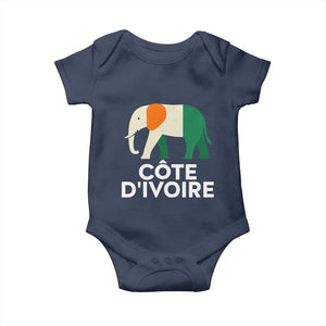 Proud Côte d'Ivoire Elephant Ivory Coast Flag Baby Onesie Ivorian Pride Retro Souvenir TS02 Navy Print Your Wear