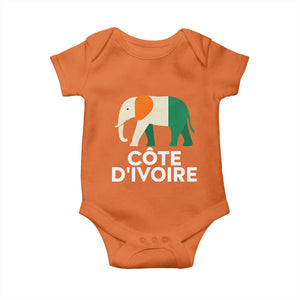 Proud Côte d'Ivoire Elephant Ivory Coast Flag Baby Onesie Ivorian Pride Retro Souvenir TS02 Orange Print Your Wear