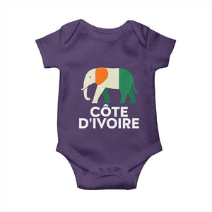 Proud Côte d'Ivoire Elephant Ivory Coast Flag Baby Onesie Ivorian Pride Retro Souvenir TS02 Purple Print Your Wear