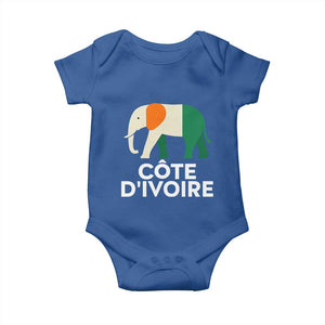 Proud Côte d'Ivoire Elephant Ivory Coast Flag Baby Onesie Ivorian Pride Retro Souvenir TS02 Royal Blue Print Your Wear