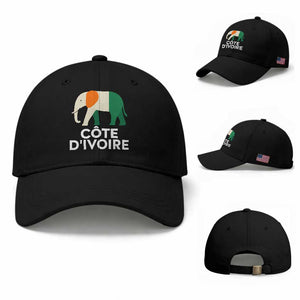 Proud Côte d'Ivoire Elephant Ivory Coast Flag Baseball Cap Ivorian Pride Retro Souvenir TS02 Baseball Cap Universal Fit Black Print Your Wear