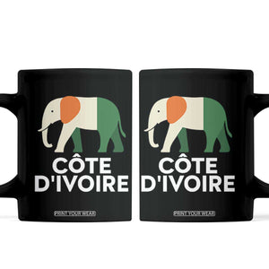 Proud Côte d'Ivoire Elephant Ivory Coast Flag Coffee Mug Ivorian Pride Retro Souvenir TS02 Black Print Your Wear