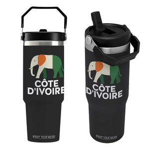 Proud Côte d'Ivoire Elephant Ivory Coast Flag Flip Straw Tumbler Ivorian Pride Retro Souvenir TS02 One Size: 30 oz Black Print Your Wear