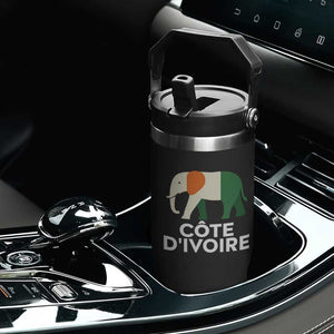 Proud Côte d'Ivoire Elephant Ivory Coast Flag Flip Straw Tumbler Ivorian Pride Retro Souvenir TS02 Print Your Wear
