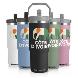 Proud Côte d'Ivoire Elephant Ivory Coast Flag Flip Straw Tumbler Ivorian Pride Retro Souvenir TS02 Print Your Wear