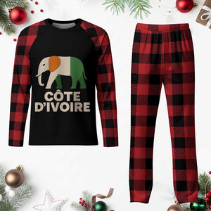 Proud Côte d'Ivoire Elephant Ivory Coast Flag Plaid Pajama Set Ivorian Pride Retro Souvenir