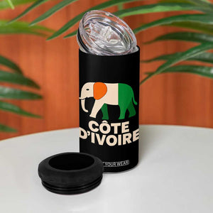 Proud Côte d'Ivoire Elephant Ivory Coast Flag 4 in 1 Can Cooler Tumbler Ivorian Pride Retro Souvenir