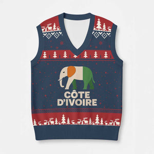 Proud Côte d'Ivoire Elephant Ivory Coast Flag V-Neck Knit Sweater Vest Ivorian Pride Retro Souvenir