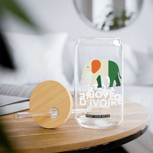 Proud Côte d'Ivoire Elephant Ivory Coast Flag Glass Can Ivorian Pride Retro Souvenir TS02 Print Your Wear