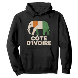 Proud Côte d'Ivoire Elephant Ivory Coast Flag Hoodie Ivorian Pride Retro Souvenir TS02 Black Print Your Wear