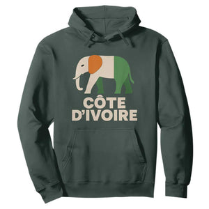 Proud Côte d'Ivoire Elephant Ivory Coast Flag Hoodie Ivorian Pride Retro Souvenir TS02 Dark Forest Green Print Your Wear