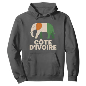 Proud Côte d'Ivoire Elephant Ivory Coast Flag Hoodie Ivorian Pride Retro Souvenir TS02 Dark Heather Print Your Wear