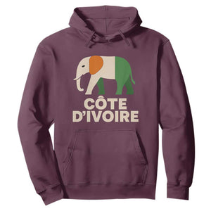Proud Côte d'Ivoire Elephant Ivory Coast Flag Hoodie Ivorian Pride Retro Souvenir TS02 Maroon Print Your Wear