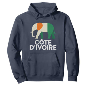 Proud Côte d'Ivoire Elephant Ivory Coast Flag Hoodie Ivorian Pride Retro Souvenir TS02 Navy Print Your Wear
