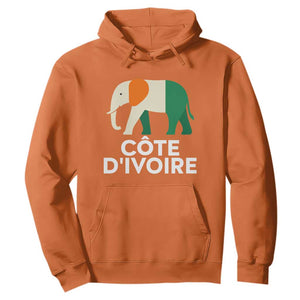 Proud Côte d'Ivoire Elephant Ivory Coast Flag Hoodie Ivorian Pride Retro Souvenir TS02 Orange Print Your Wear