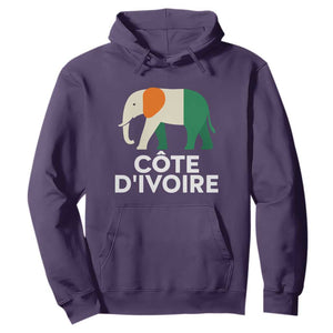 Proud Côte d'Ivoire Elephant Ivory Coast Flag Hoodie Ivorian Pride Retro Souvenir TS02 Purple Print Your Wear