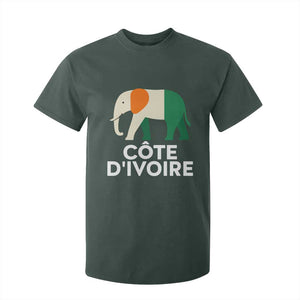 Proud Côte d'Ivoire Elephant Ivory Coast Flag T Shirt For Kid Ivorian Pride Retro Souvenir TS02 Dark Forest Green Print Your Wear