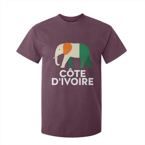Proud Côte d'Ivoire Elephant Ivory Coast Flag T Shirt For Kid Ivorian Pride Retro Souvenir TS02 Maroon Print Your Wear