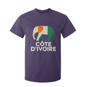 Proud Côte d'Ivoire Elephant Ivory Coast Flag T Shirt For Kid Ivorian Pride Retro Souvenir TS02 Purple Print Your Wear