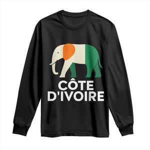 Proud Côte d'Ivoire Elephant Ivory Coast Flag Long Sleeve Shirt Ivorian Pride Retro Souvenir TS02 Black Print Your Wear