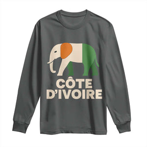 Proud Côte d'Ivoire Elephant Ivory Coast Flag Long Sleeve Shirt Ivorian Pride Retro Souvenir