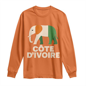 Proud Côte d'Ivoire Elephant Ivory Coast Flag Long Sleeve Shirt Ivorian Pride Retro Souvenir TS02 Orange Print Your Wear