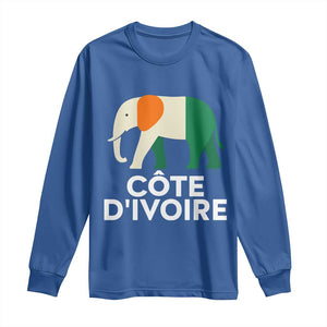 Proud Côte d'Ivoire Elephant Ivory Coast Flag Long Sleeve Shirt Ivorian Pride Retro Souvenir TS02 Royal Blue Print Your Wear