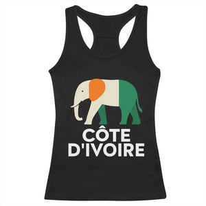 Proud Côte d'Ivoire Elephant Ivory Coast Flag Racerback Tank Top Ivorian Pride Retro Souvenir TS02 Black Print Your Wear
