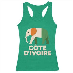 Proud Côte d'Ivoire Elephant Ivory Coast Flag Racerback Tank Top Ivorian Pride Retro Souvenir