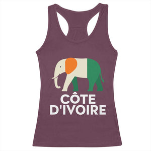 Proud Côte d'Ivoire Elephant Ivory Coast Flag Racerback Tank Top Ivorian Pride Retro Souvenir TS02 Maroon Print Your Wear