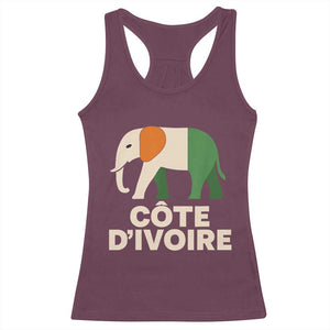 Proud Côte d'Ivoire Elephant Ivory Coast Flag Racerback Tank Top Ivorian Pride Retro Souvenir
