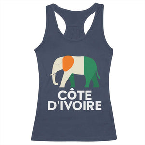 Proud Côte d'Ivoire Elephant Ivory Coast Flag Racerback Tank Top Ivorian Pride Retro Souvenir TS02 Navy Print Your Wear