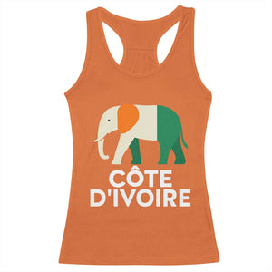 Proud Côte d'Ivoire Elephant Ivory Coast Flag Racerback Tank Top Ivorian Pride Retro Souvenir TS02 Orange Print Your Wear