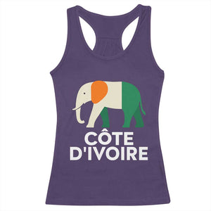 Proud Côte d'Ivoire Elephant Ivory Coast Flag Racerback Tank Top Ivorian Pride Retro Souvenir TS02 Purple Print Your Wear