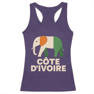 Proud Côte d'Ivoire Elephant Ivory Coast Flag Racerback Tank Top Ivorian Pride Retro Souvenir
