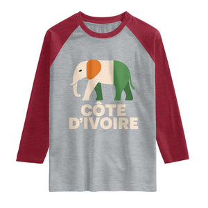 Proud Côte d'Ivoire Elephant Ivory Coast Flag Raglan Shirt Ivorian Pride Retro Souvenir