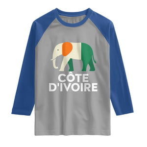 Proud Côte d'Ivoire Elephant Ivory Coast Flag Raglan Shirt Ivorian Pride Retro Souvenir TS02 Sport Gray Royal Print Your Wear