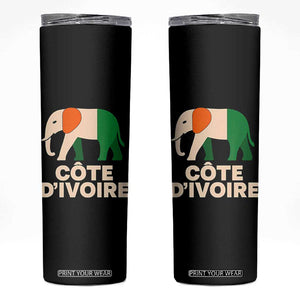 Proud Côte d'Ivoire Elephant Ivory Coast Flag Skinny Tumbler Ivorian Pride Retro Souvenir