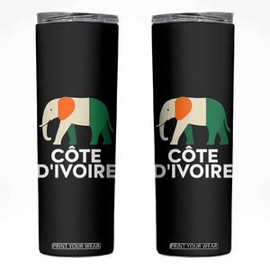 Proud Côte d'Ivoire Elephant Ivory Coast Flag Skinny Tumbler Ivorian Pride Retro Souvenir TS02 Black Print Your Wear