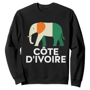 Proud Côte d'Ivoire Elephant Ivory Coast Flag Sweatshirt Ivorian Pride Retro Souvenir TS02 Black Print Your Wear