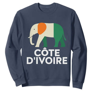 Proud Côte d'Ivoire Elephant Ivory Coast Flag Sweatshirt Ivorian Pride Retro Souvenir TS02 Navy Print Your Wear