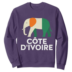 Proud Côte d'Ivoire Elephant Ivory Coast Flag Sweatshirt Ivorian Pride Retro Souvenir TS02 Purple Print Your Wear