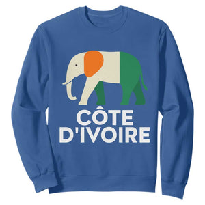 Proud Côte d'Ivoire Elephant Ivory Coast Flag Sweatshirt Ivorian Pride Retro Souvenir TS02 Royal Blue Print Your Wear